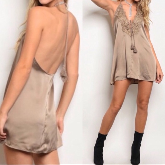 January Summer Dresses & Skirts - ☀️LAST1️⃣//MOCHA LACE SATIN DRESS